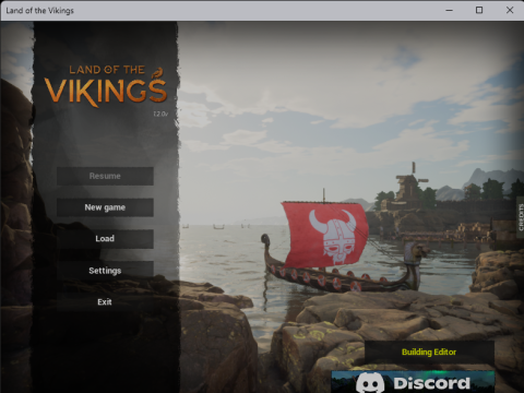 Land of the Vikings Opening page with menu.