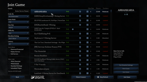 V Rising, V Rising Review, Vampire ARPG Server list